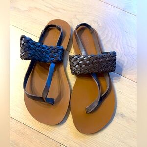 J Crew braided leather thong flat sandals